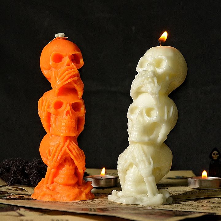 Halloween  Triple Skull  Candles