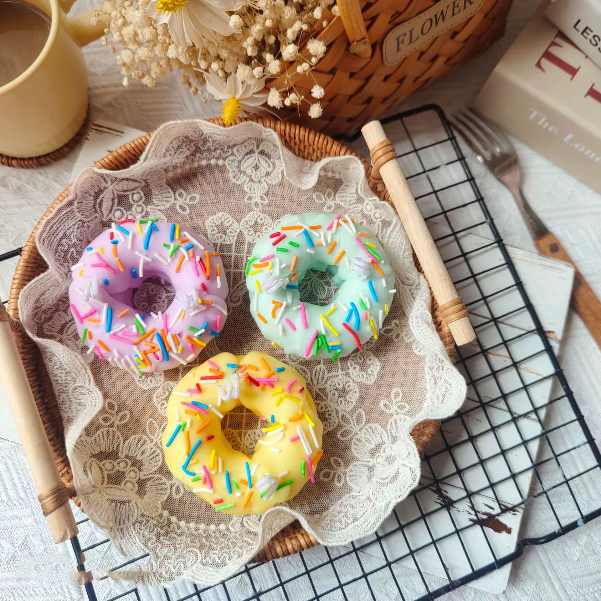 Handmade Donut Candle – Scented Organic Soy Wax