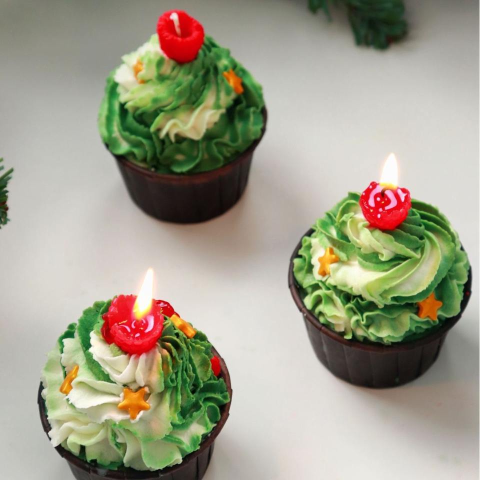 Mini Novelty Handmade Dessert Green Cupcake Scented Candle