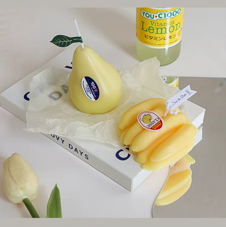 Handmade Banana & Pear Scented Soy Wax Candle – Eco-Friendly Aromatherapy Gift