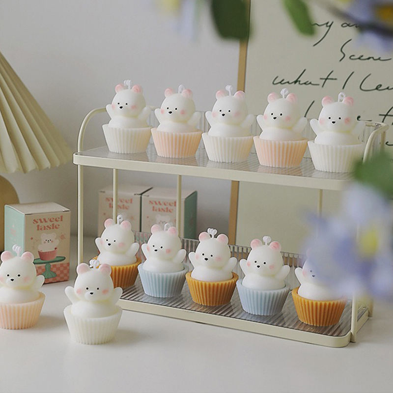 AIKUN Cute Bear Cup Cake Shaped Decorative Scented Candles