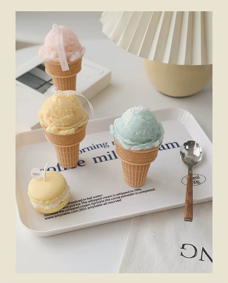 Handmade Ice Cream Cone Soy Wax Candle – Decorative Aromatherapy Gift