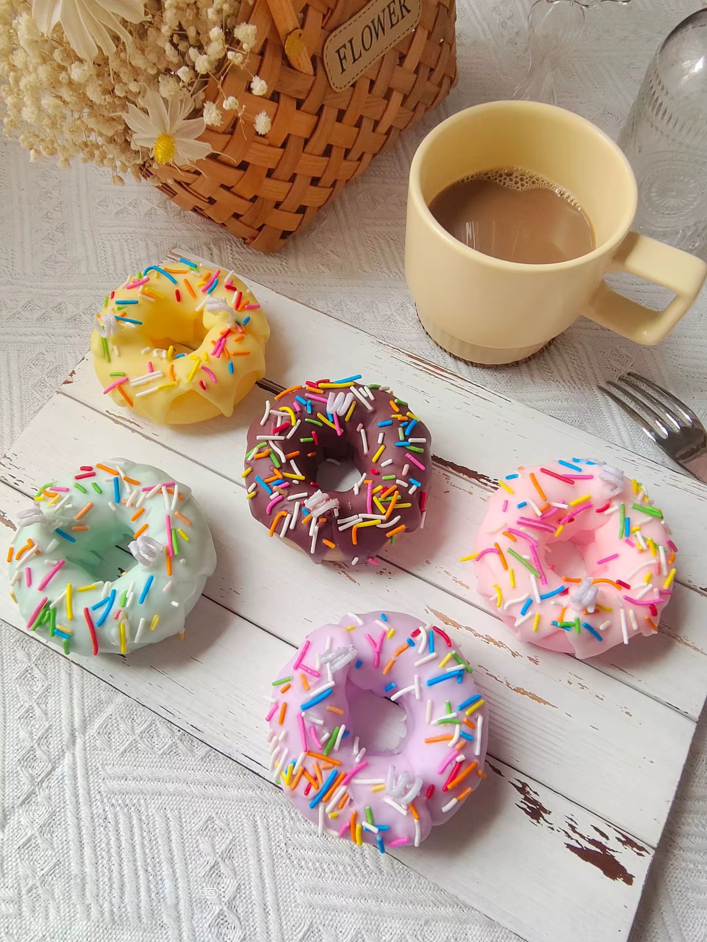 Handmade Donut Candle – Scented Organic Soy Wax