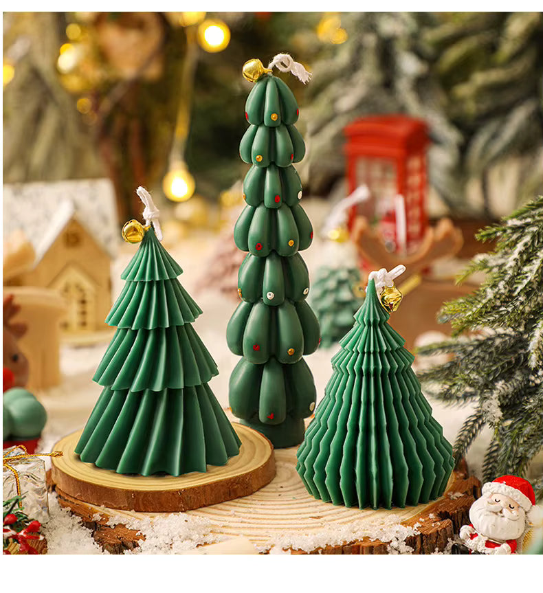 Christmas Tree Shaped Candle – Holiday &amp; New Year Party Decoration