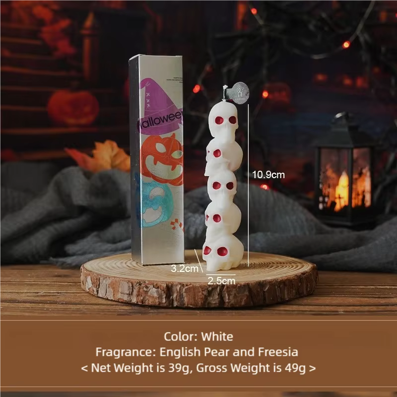 Halloween Aromatherapy Long Stick Candles – Skull &amp; Pumpkin Scented Décor