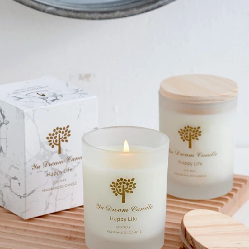 6-Pack 6OZ Frosted Amber Glass Candle Jar with Bamboo Lid