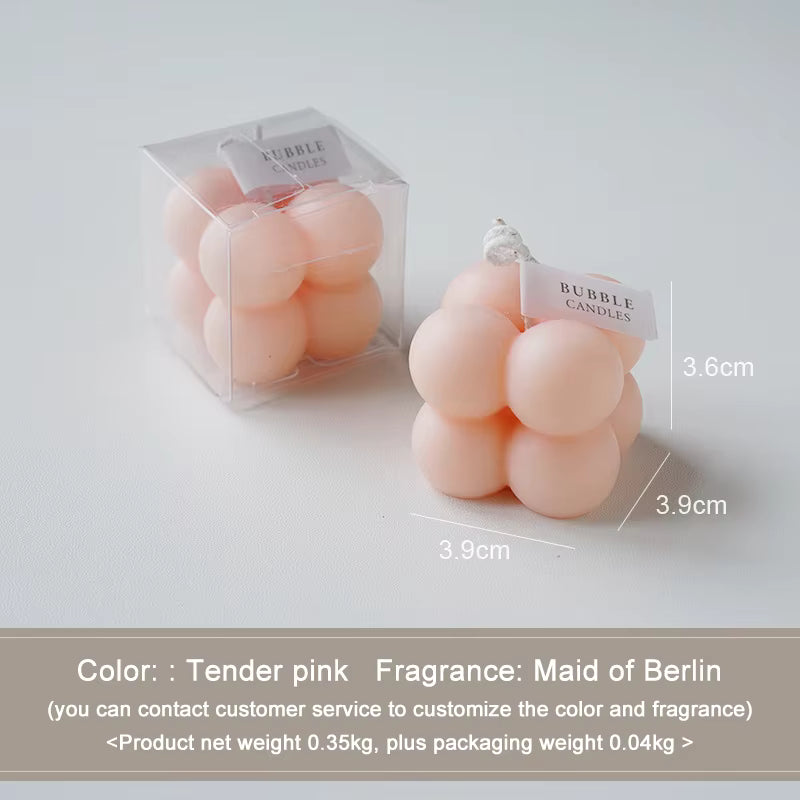 Custom Soy Wax Mini Bubble Cube Candle – Sweet Candy Scented Gift Candle