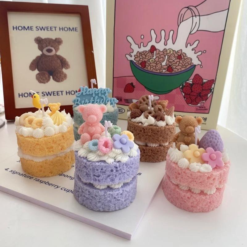 Simulated Cream Cake Candles – Strawberry, Chocolate, Cherry