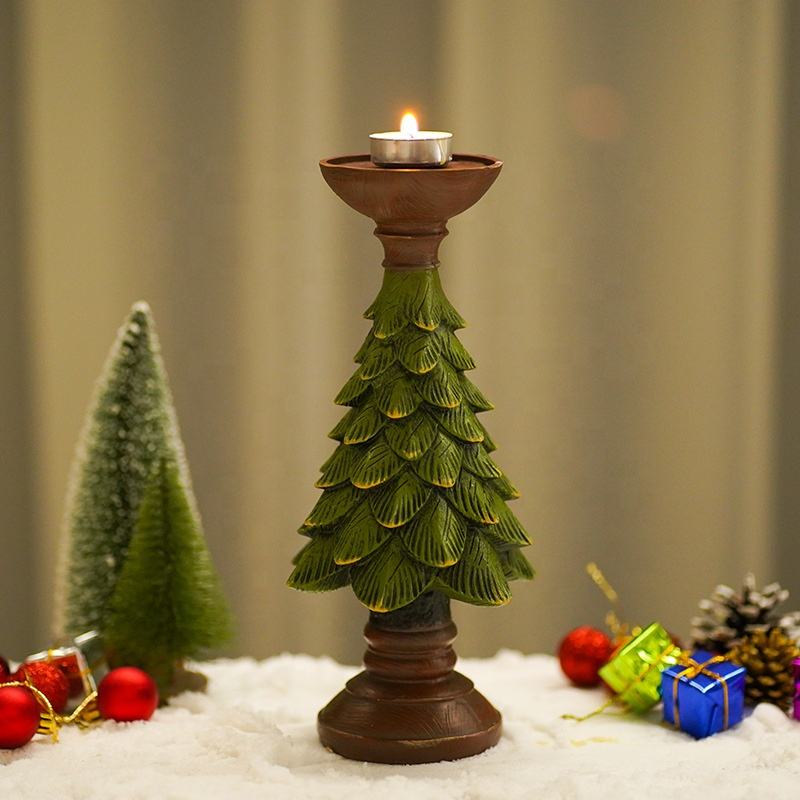 Christmas Votive Candle Holders Wooden Xmas Tree Shaped Candlesticks
