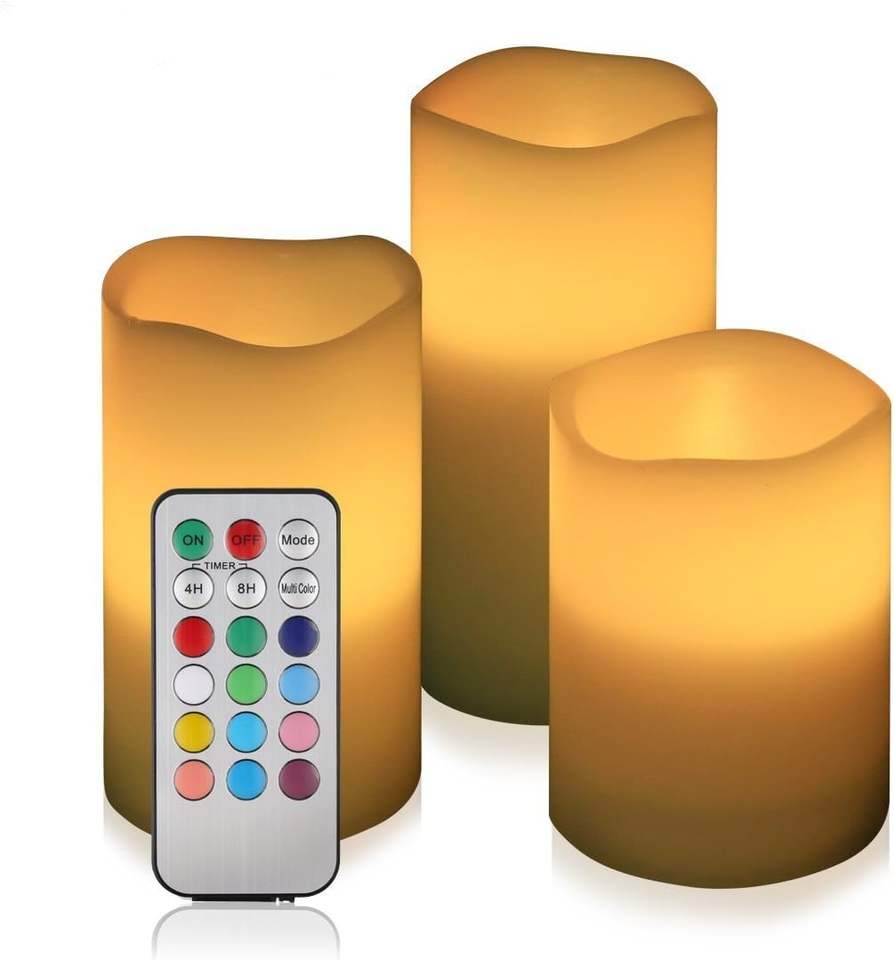 LED  Flameless  Pillar  Candles  with  Remote